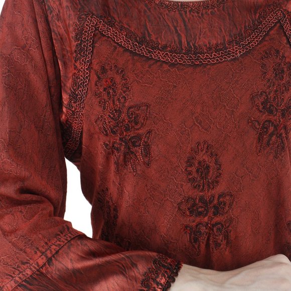 RED VICTORIAN FLOUNCING TRUMPET STYLE TUNIC TOP - Picture 4 of 5